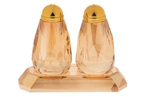 Amber Salt & Pepper Shakers  W/ Tray 3020