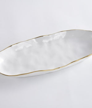 Porcelain Deep Long Server White / Gold CER2673WG
