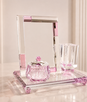 RIM CRYSTAL PINK VANITY TRAY CT009