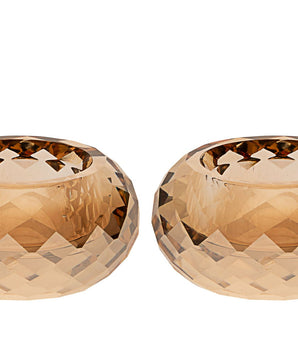 CANDLE HOLDER CRYSTAL AMBER FOR TEA LIGHTS S/2 1048A