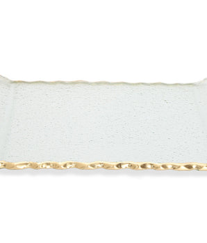 Glass Oblong Tray Gold Edge GT2143