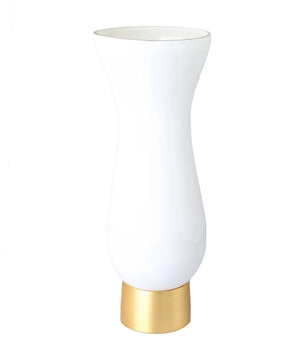White Glass Vase With Gold Base CRV823W
