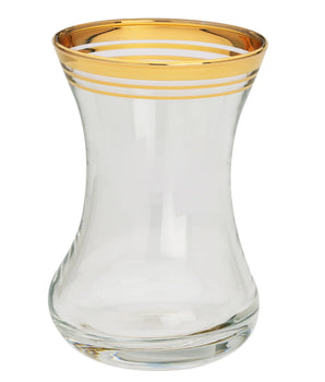 Set of 6 Tea Glasses W Rich Gold Rim CAT681