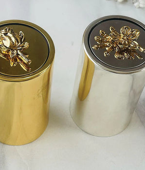 BROMEI TOOTHPICK HOLDER SILVER W/GOLD FLOWER DM-TH-SFLR