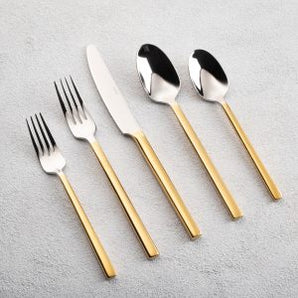 Sapphire Shiny Silver W/ Gold Handle Flatware S/4 VC-161