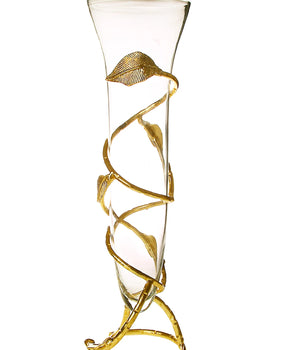 GOLD LEAF VASE W/ REMOVABLE GLASS SMALL CCF949G