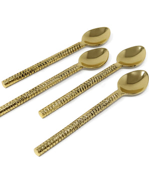 S/4 GOLD HAMMERED DESSERT SPOONS VDS4992