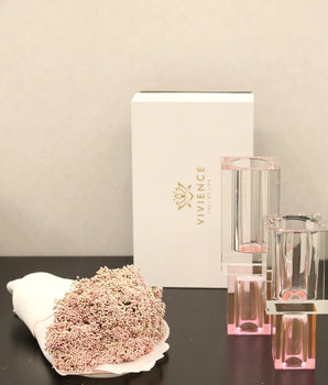 CRYSTAL BUD VASE W/ PINK BASE VBV5052