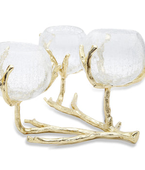 Gold 3 Bowl Branch W/ Removable Glass GRC2175