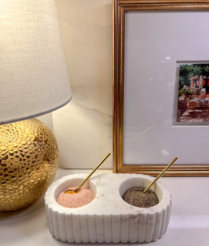 Marble Salt & Pepper Dish With Spoon SP3899