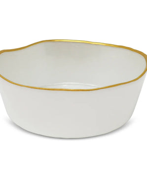 WHITE SALAD BOWL WITH GOLD TRIM VB4878