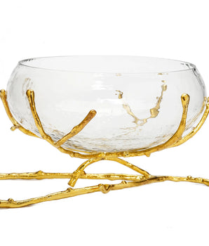 CENTERPIECE BOWL W/ GOLD TWIG BASE LRB2179