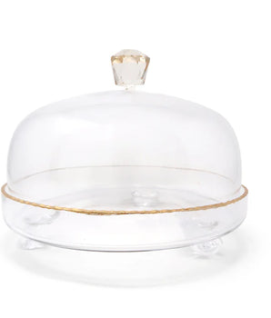 CLEAR GLASS DOME W/ AMBER CRYSTAL HANDLE VCD4440