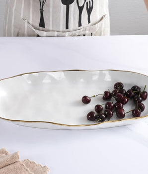 Porcelain Deep Long Server White / Gold CER2673WG
