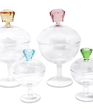 FOOTED CANDY DISH W/ AMBER KNOB SM. VJ5093