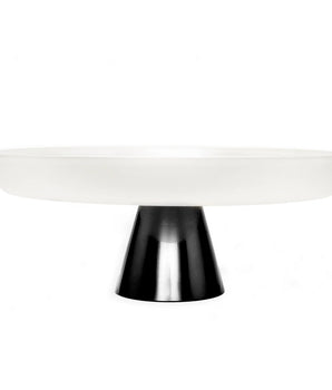 White Glass Cake Plate Black Stem CP3564
