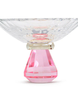 CRYSTAL CANDY BOWL W/ PINK & AMBER BASE VDB4068