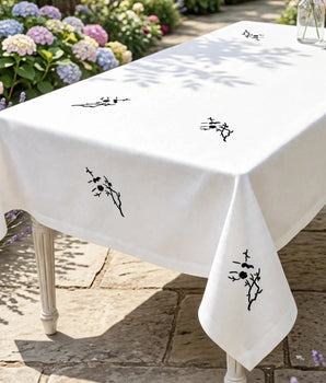 BLACK FLOWER TABLECLOTH