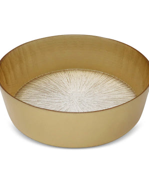 CRYSTAL GLASS SALAD BOWL W/ GOLD WALL CB4202