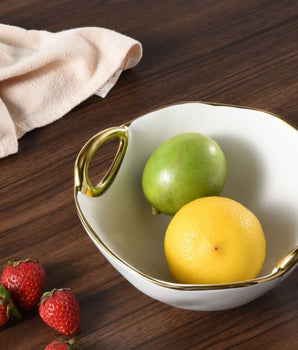 Porcelain Medium Bowl White / Gold CER-2700-WG