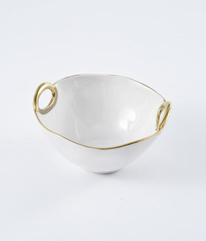 Porcelain Medium Bowl White / Gold CER-2700-WG