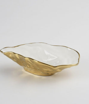 SMALL OYSTER BOWL WH/GO CER1976WG