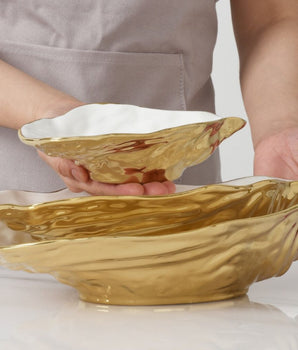 SMALL OYSTER BOWL WH/GO CER1976WG