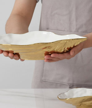 MEDIUM OYSTER BOWL WH/GO CER1977WG