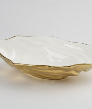 LARGE OYSTER BOWL WH/GO CER1978WG