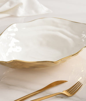 LARGE OYSTER BOWL WH/GO CER1978WG