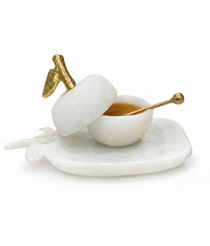 Resin Apple Honey Dish with Gold Accents HD5235