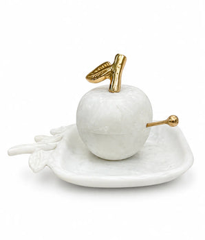 Resin Apple Honey Dish with Gold Accents HD5235