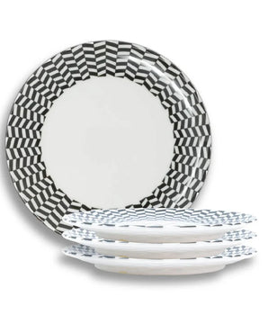 BL/WH CHEVRON 11" DINNER PLATE MELAMINE S/4 MD110003