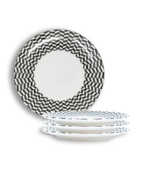 BL/WH CHEVRON 9" SALAD PLATE MELAMINE S/4 MS90003