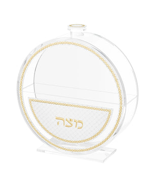 Woven leather standing matzah box - Gold  MBRSL03G