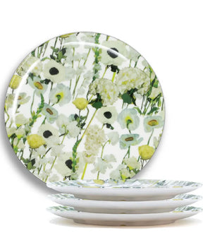 CREAM FLORAL GARDEN 11" DINNER PLATE MELAMINE S/4 MD110004