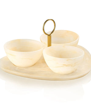 RESIN ROUND DIP BOWL SET GOLD