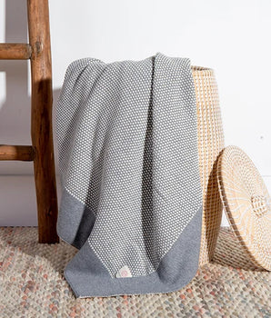 EKA STIPPLE ORGANIC COTTON THROW BLANKET LIGHT GREY PLFBTS03