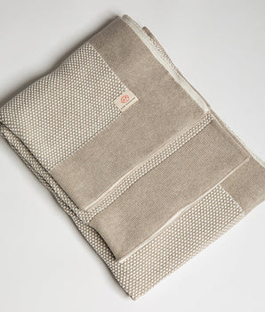 EKA STIPPLE LINEN SAND ORGANIC COTTON THROW BLANKET PLFBTS05