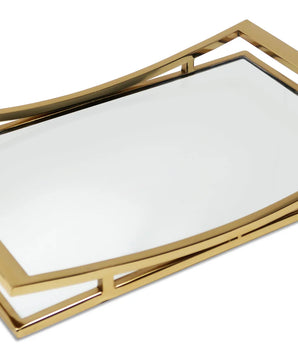 Rectangle Mirror Tray with Gold Walls MT4599