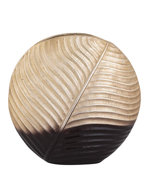 EMBOSSED GOLD / BROWN ROUND VASE 11.5"X11" GV4053