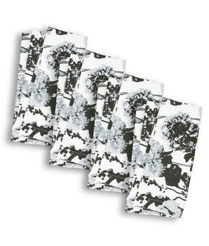 BL/WH CHEVRON 20.5" FAUX LINEN NAPKIN S/4 LN00003