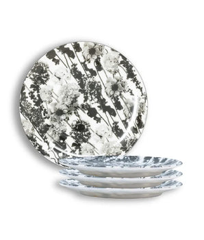 GRAYSCALE FLORAL GARDEN 9" SALAD PLATE MELAMINE S/4 MS90005
