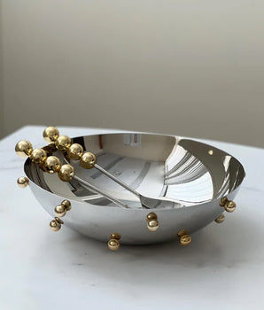 Large Serving Bowl w Gold Balls K-BGBC-GD-L