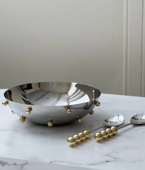 Large Serving Bowl w Gold Balls K-BGBC-GD-L