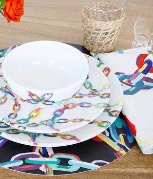 LARGE CHAIN LINK 9" SALAD PLATE MELAMINE S/4 MS90008