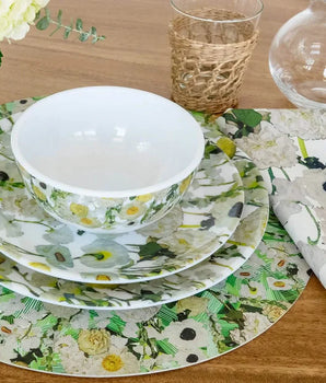 GRAYSCALE FLORAL GARDEN 11" DINNER PLATE MELAMINE S/4 MD11005