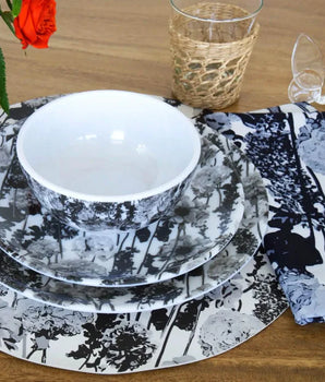 GRAYSCALE FLORAL GARDEN 6" BOWL MELAMINE S/4 MB60005