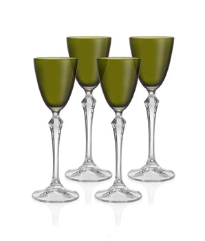 VIVID LIQUOR GLASS GREEN S/4 DY-207-GRN-S4