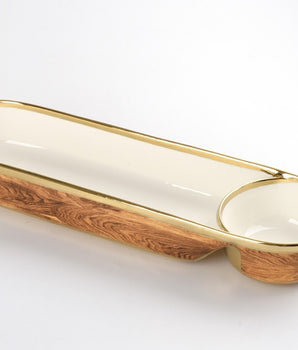 Wood Look Porcelain Chip & Dip Bowl MAD4009G